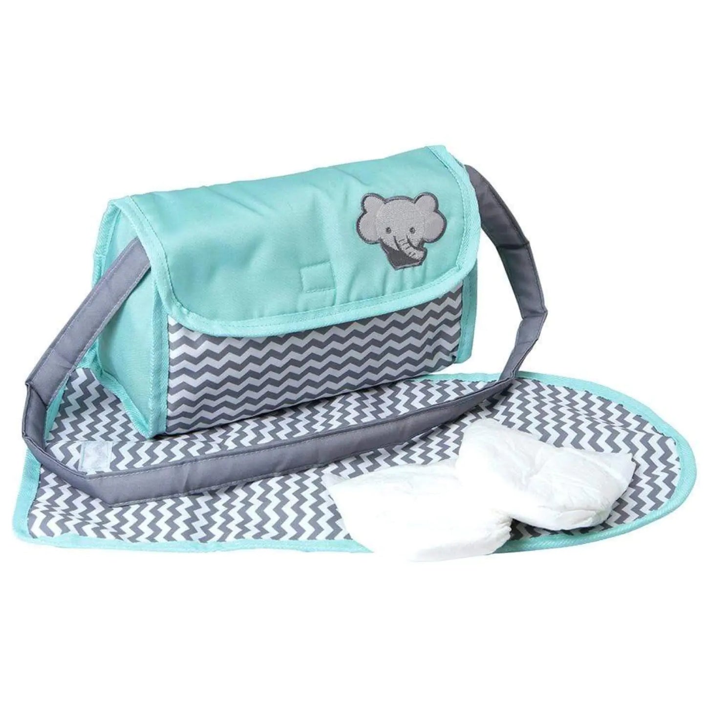 Adora Baby Doll Diaper Bag with Sturdy Straps Includes Changing Mat and 2 Doll Diapers (Fits 13" Dolls) Birthday Gift For Ages 3+ - Zig Zag Print