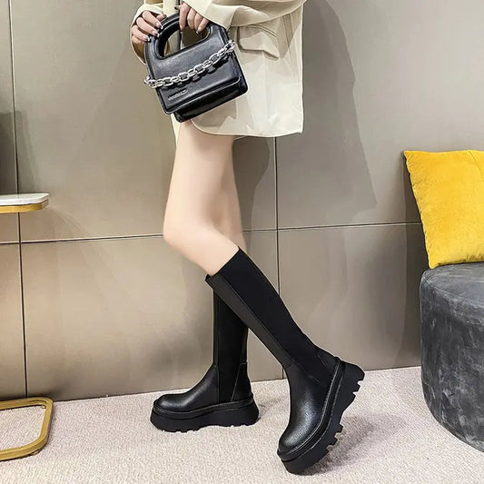 British Style Knee-High Thick-Soled Boots