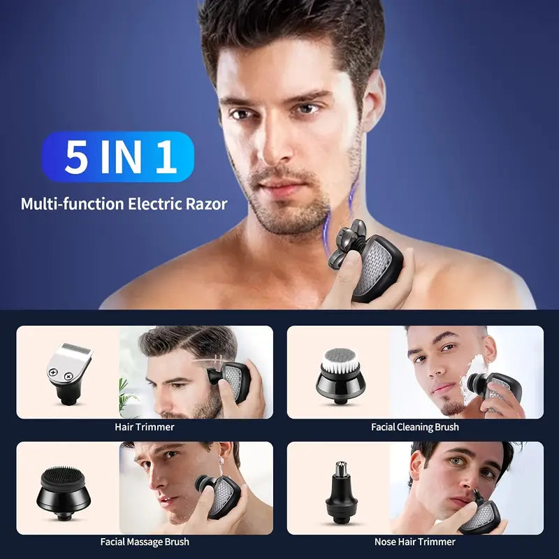 5-in-1 Waterproof Electric Razor for Bald Men
