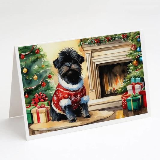 Affenpinscher Cozy Christmas Greeting Cards Pack of 8