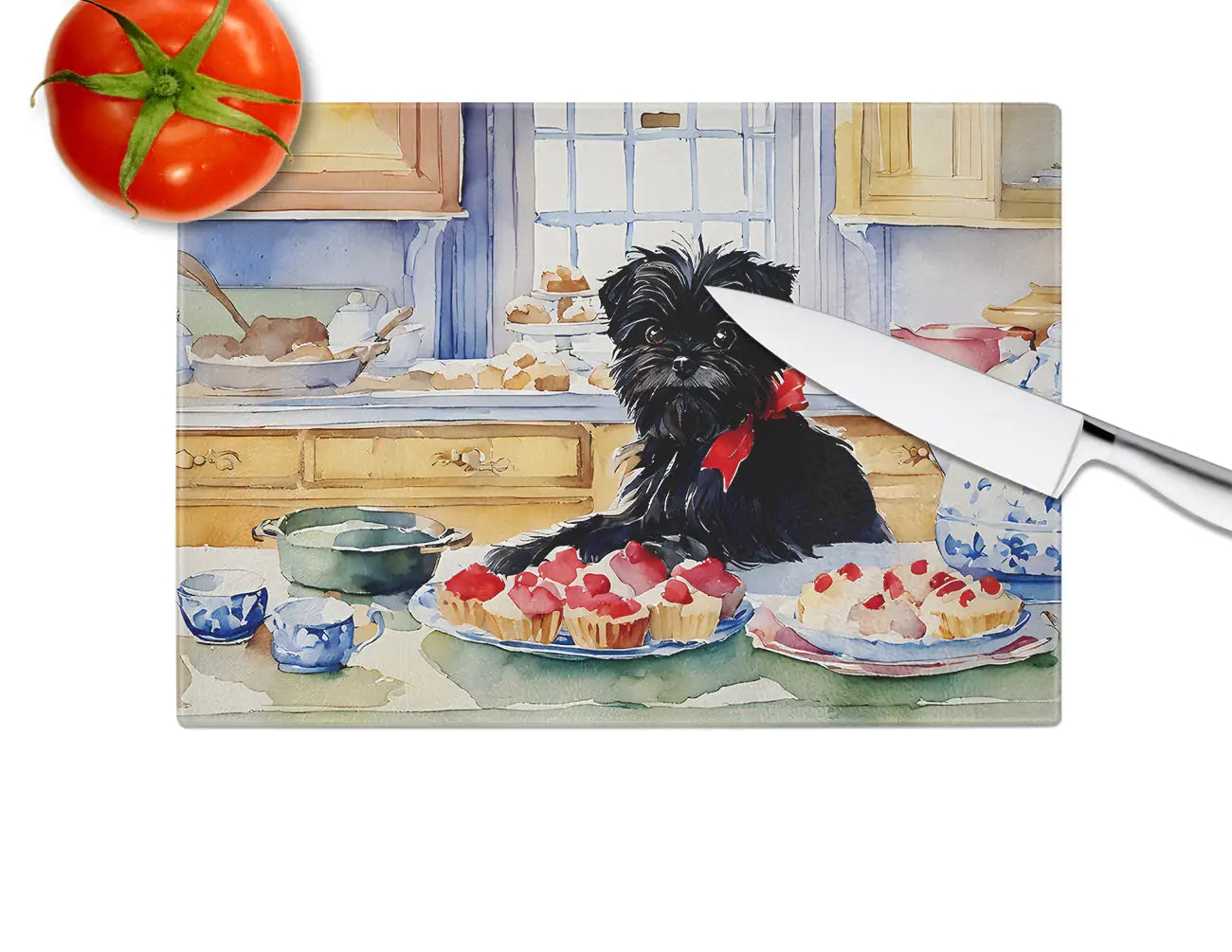 Affenpinscher Christmas Cookies Glass Cutting Board