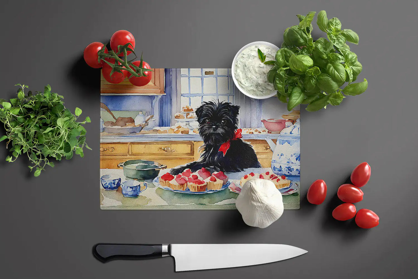 Affenpinscher Christmas Cookies Glass Cutting Board