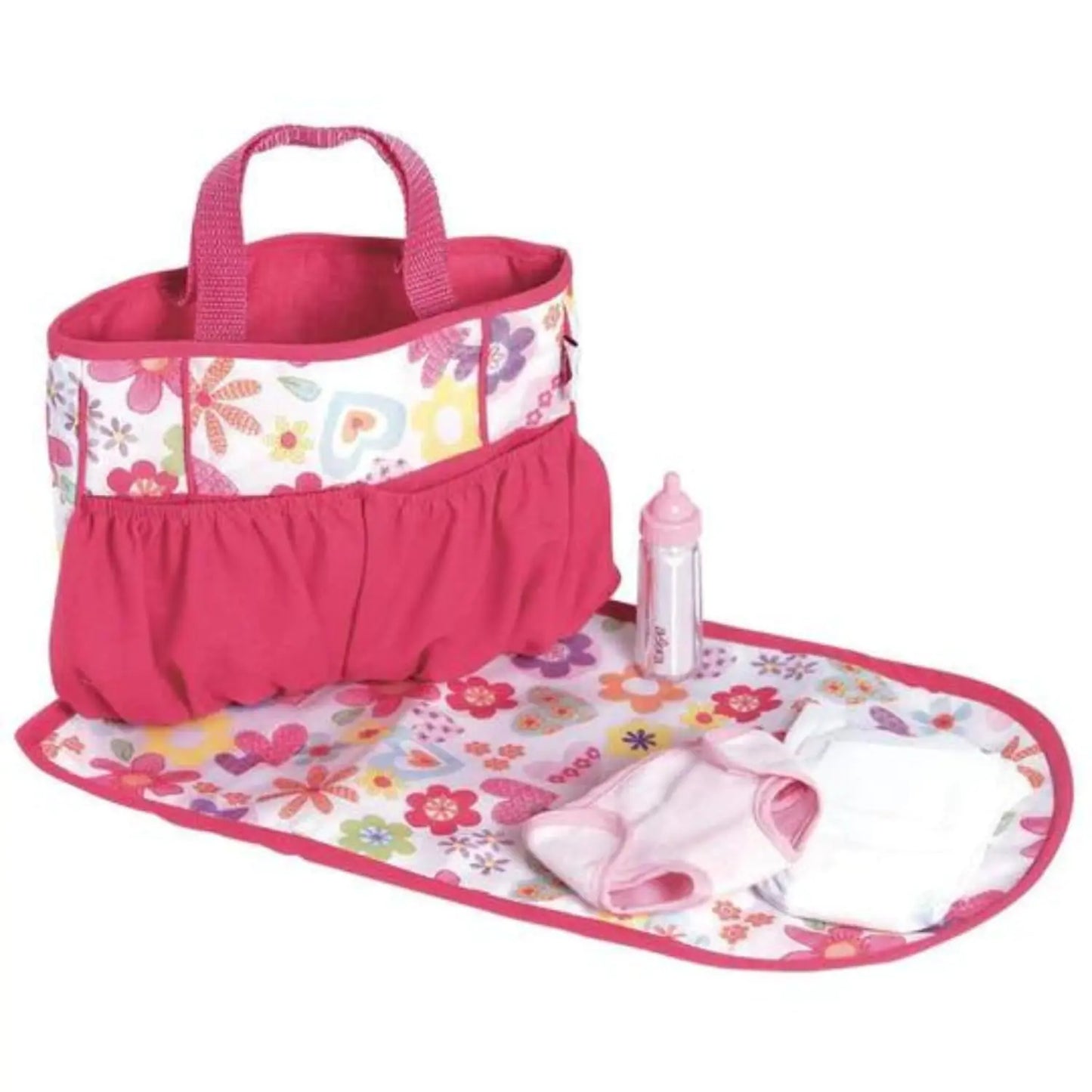 Adora Baby Doll Diaper Bag with Sturdy Straps Includes Changing Mat and 2 Doll Diapers (Fits 13" Dolls) Birthday Gift For Ages 3+ - Zig Zag Print