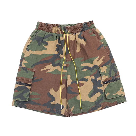 Retro Camouflage Zipper Casual Shorts for Men